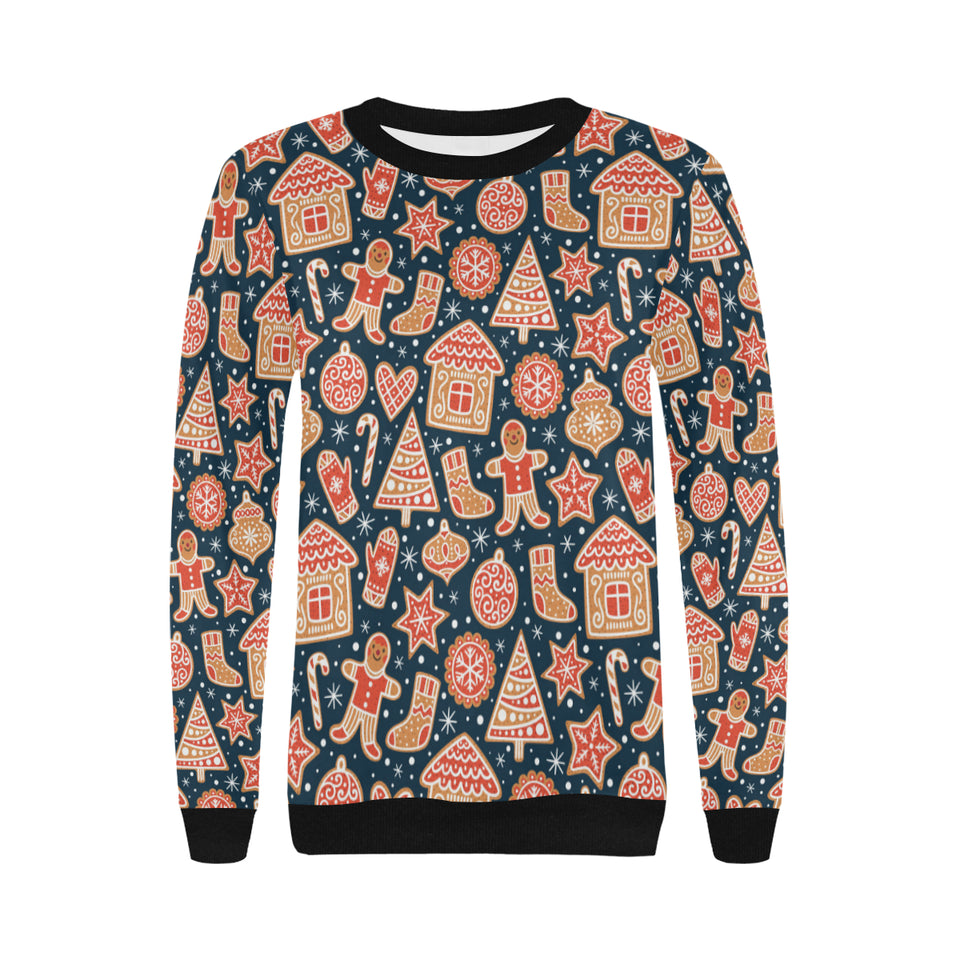Christmas gingerbread cookie pattern Women's Crew Neck Sweatshirt