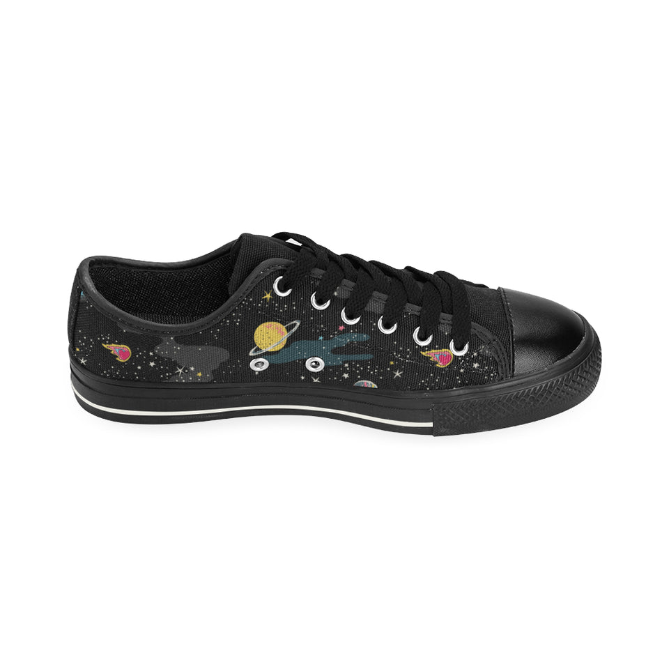 space pattern Men's Low Top Canvas Shoes Black