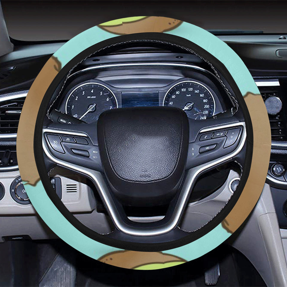 Kiwi blue background Car Steering Wheel Cover