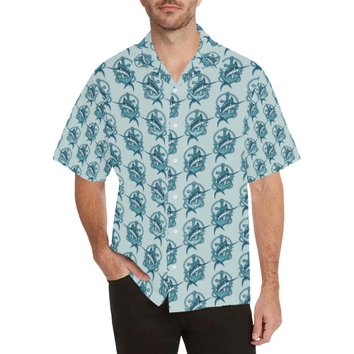 Swordfish Pattern Print Design 05 Men's All Over Print Hawaiian Shirt (Model T58)