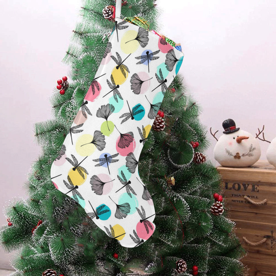 Dragonflies ginkgo leaves pattern Christmas Stocking