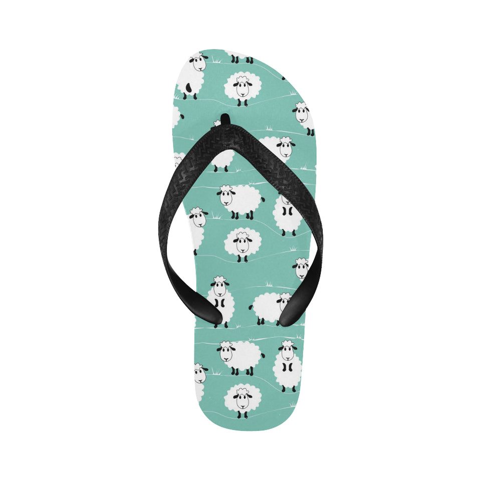 Cute sheep green background Unisex Flip Flops