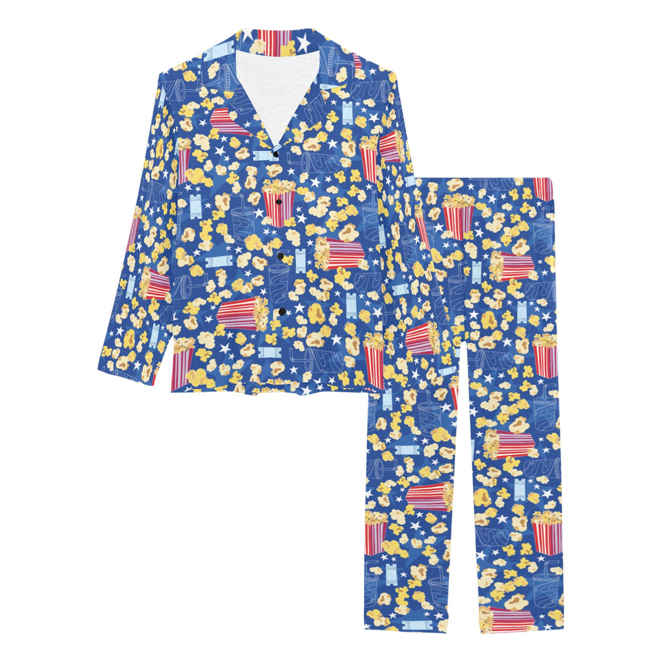 Popcorn Pattern Print Design 01 Women's Long Pajama Set