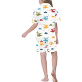 Colorful helicopter pattern Kids' Boys' Girls' V-Neck Short Pajama Set