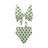 Snail Pattern Print Design 04 Chest Bowknot High Waisted Bikini Swimsuit