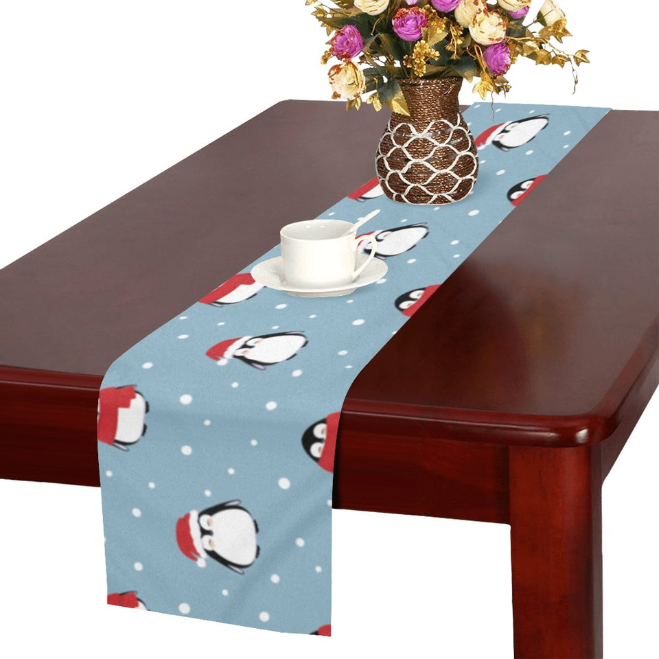 Cute penguin christmas snow pattern Table Runner