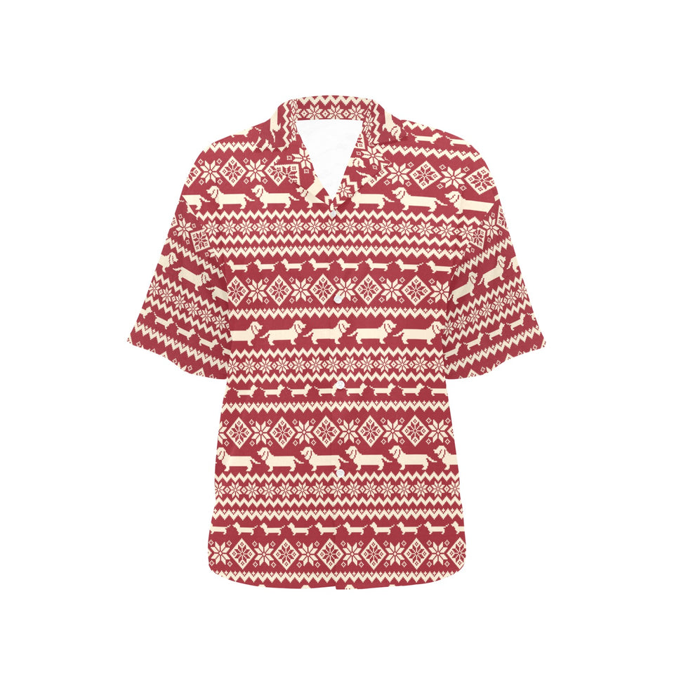 Dachshund Nordic pattern Women's All Over Print Hawaiian Shirt