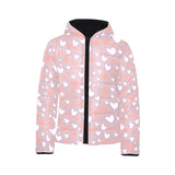 coral white heart pattern Kids' Boys' Girls' Padded Hooded Jacket