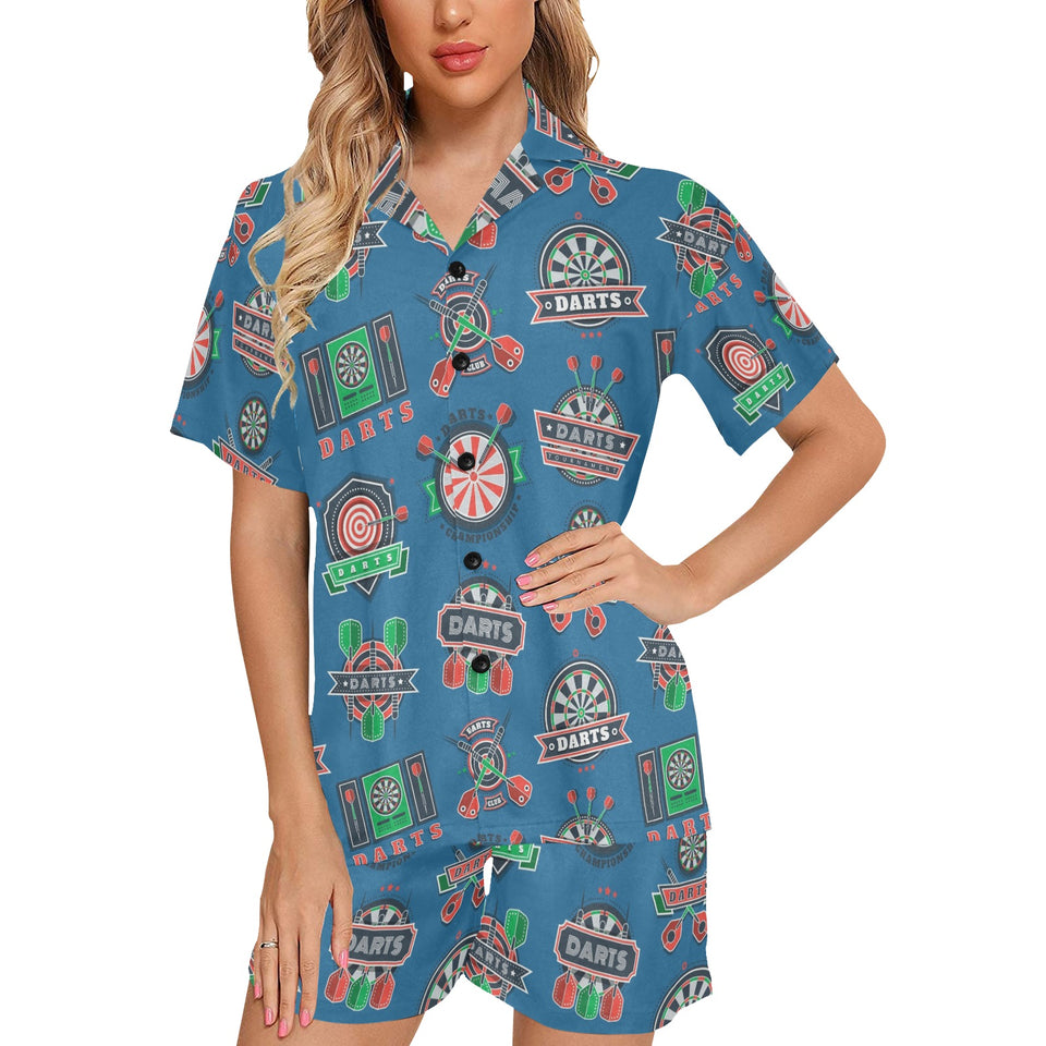 Darts Pattern Print Design 02 Women's V-Neck Short Pajama Set