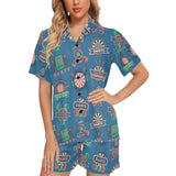 Darts Pattern Print Design 02 Women's V-Neck Short Pajama Set