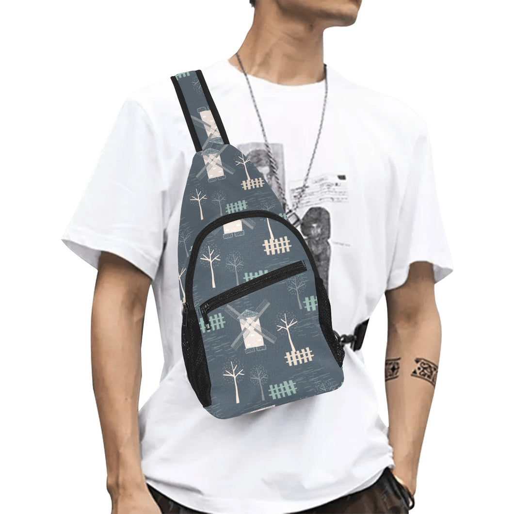 windmill tree pattern All Over Print Chest Bag