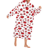 Ladybug Pattern Print Design 04 Blanket Robe with Sleeves