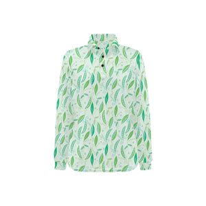 Green Peas Pattern Print Design 01 Women's Long Sleeve Polo Shirt