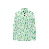 Green Peas Pattern Print Design 01 Women's Long Sleeve Polo Shirt
