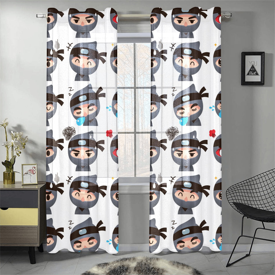 Cute ninja design pattern Gauze Curtain