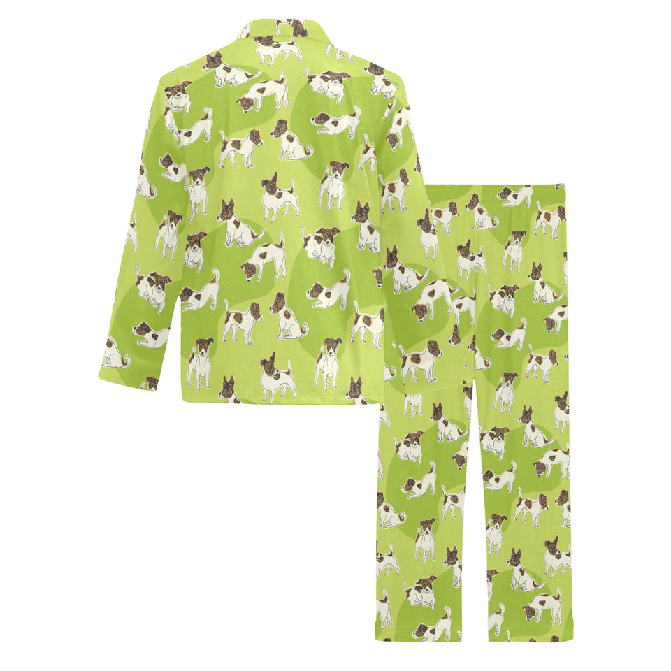 Jack Russel Pattern Print Design 01 Men's Long Pajama Set