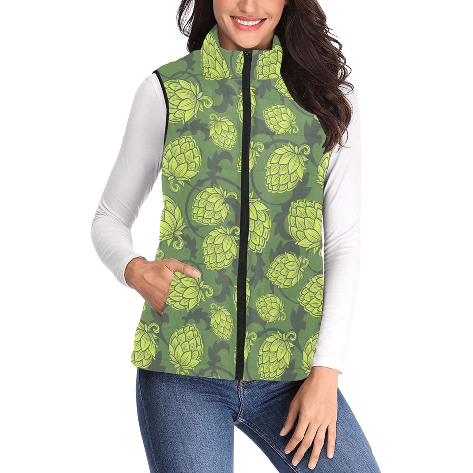 Hop pattern Hop cone background Women's Padded Vest