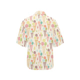 Ice cream cone pattern Women's All Over Print Hawaiian Shirt