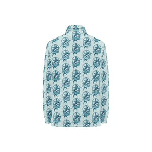 Swordfish Pattern Print Design 05 Women's Long Sleeve Polo Shirt