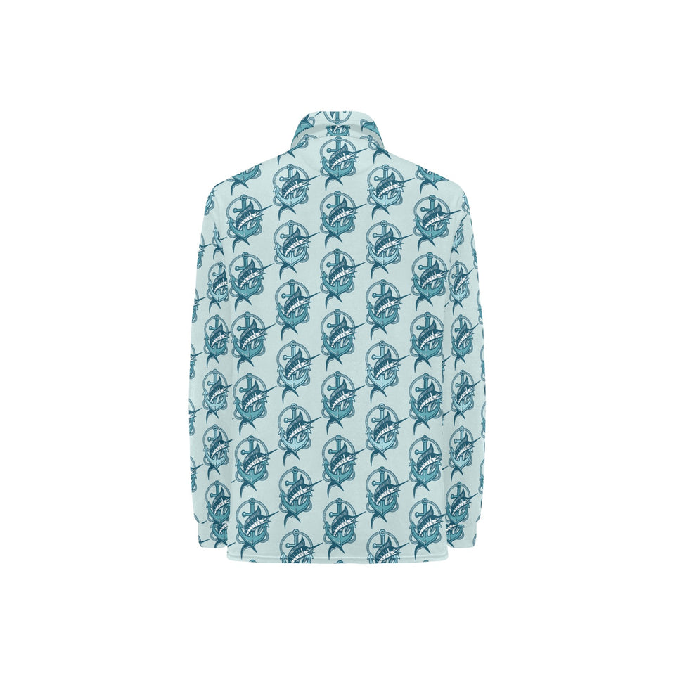 Swordfish Pattern Print Design 05 Women's Long Sleeve Polo Shirt