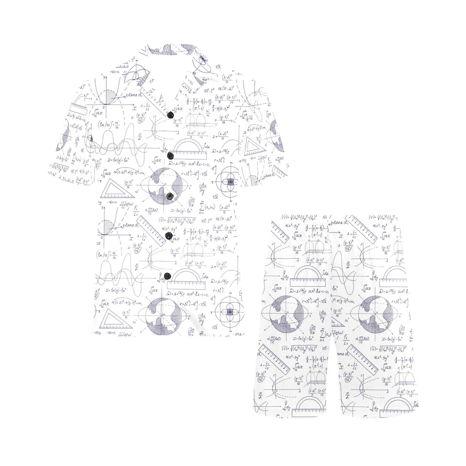 Math Pattern Print Design 03 Men's V-Neck Short Pajama Set