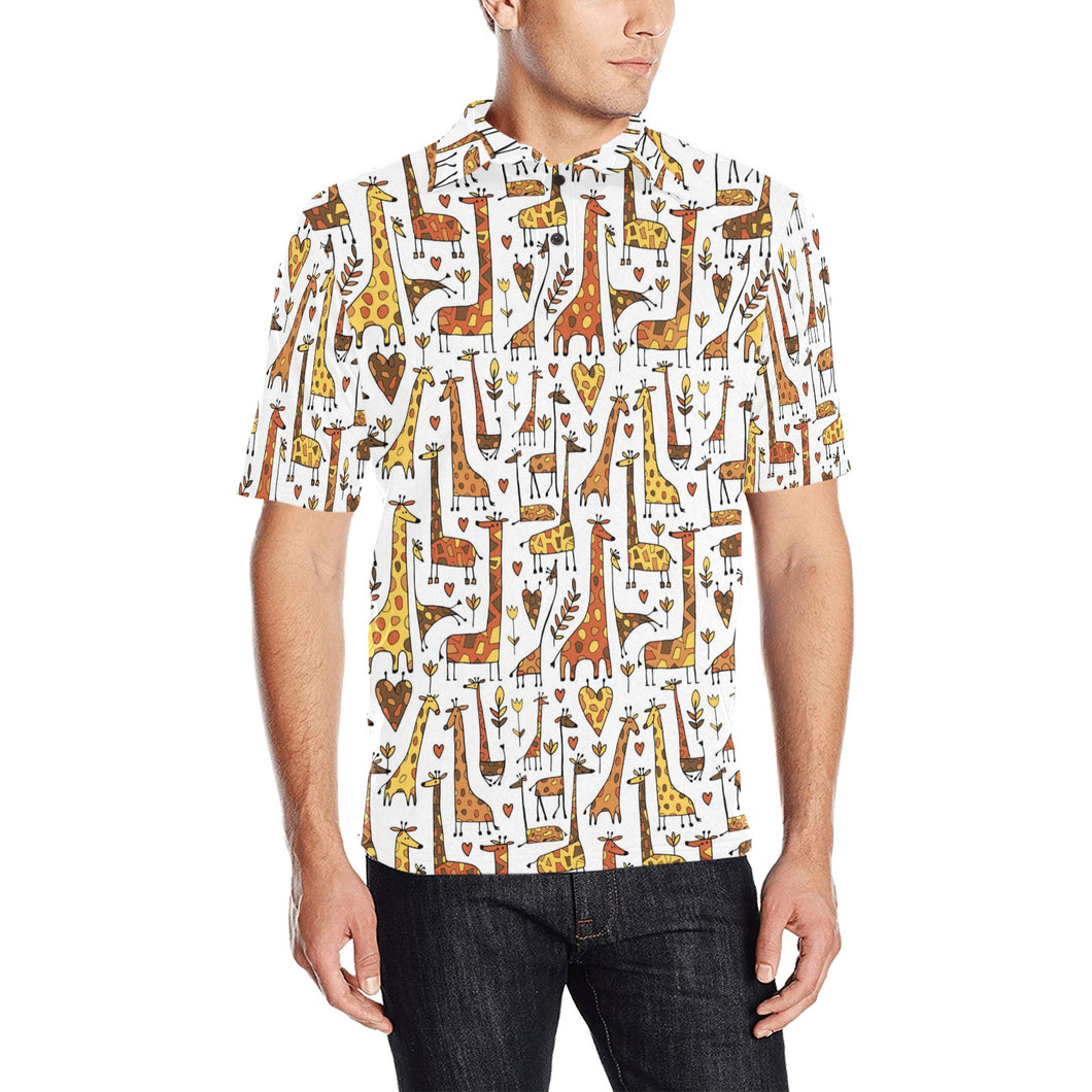 Giraffe Pattern Print Design 04 Men's All Over Print Polo Shirt