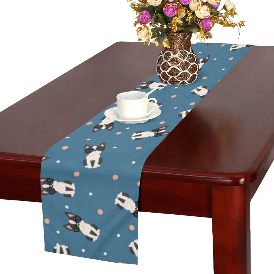 Cute boston terrier dog spattern Table Runner