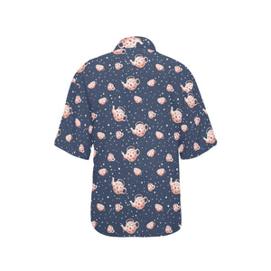 Tea pots Pattern Print Design 04 Women's All Over Print Hawaiian Shirt