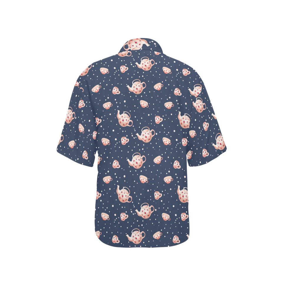 Tea pots Pattern Print Design 04 Women's All Over Print Hawaiian Shirt