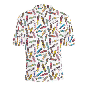 Skate Board Pattern Print Design 05 Men's All Over Print Polo Shirt