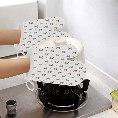 Greyhound Pattern Print Design 05 Heat Resistant Oven Mitts
