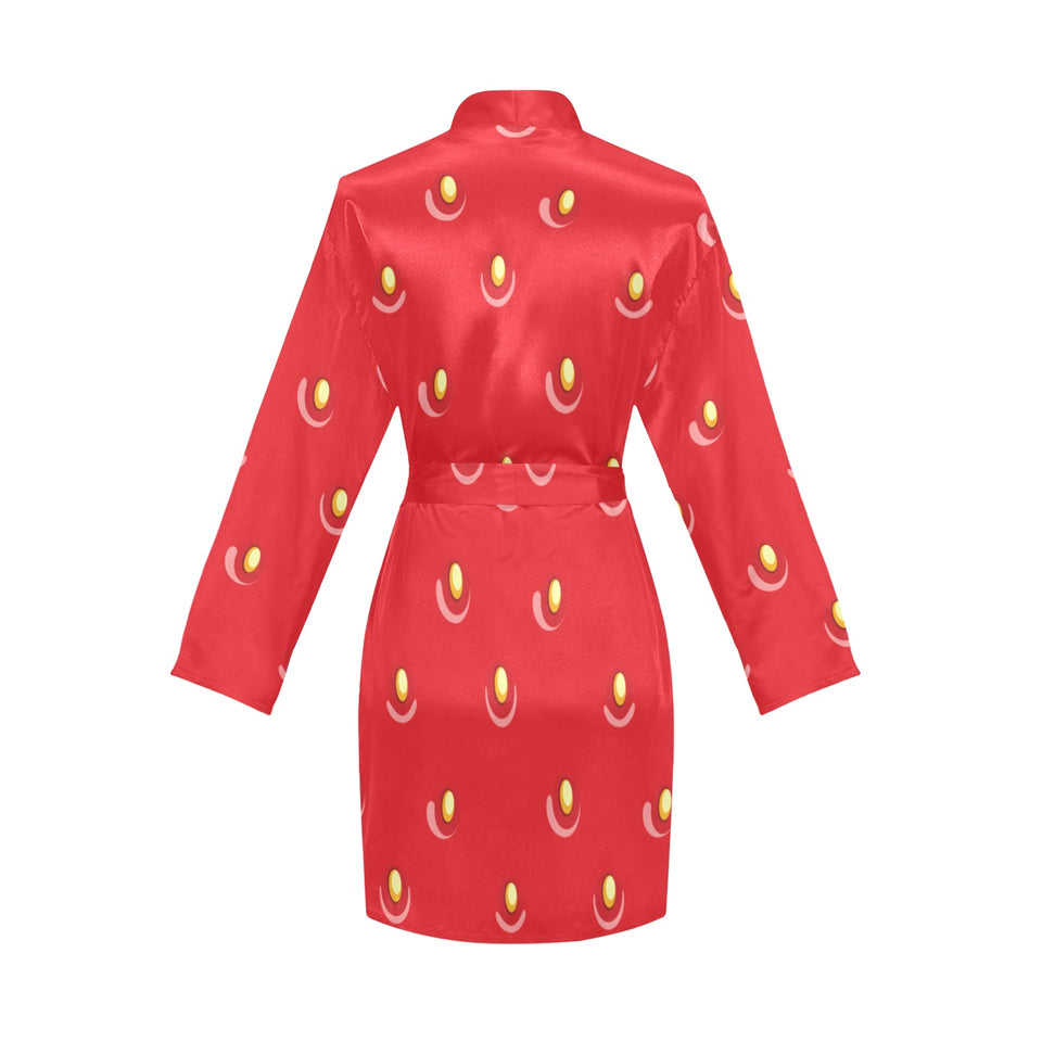 strawberry texture skin pattern Women's Long Sleeve Belted Night Robe