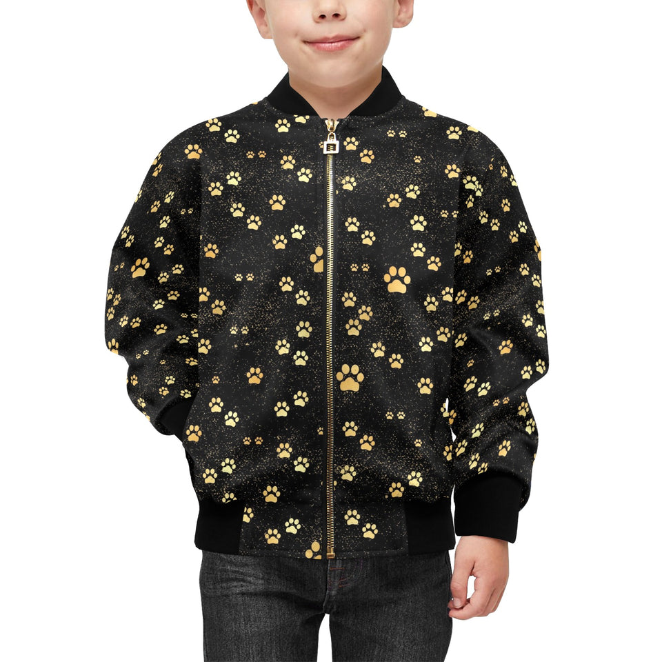 Dog Paws Pattern Print Design 05 Kids' Boys' Girls' Bomber Jacket