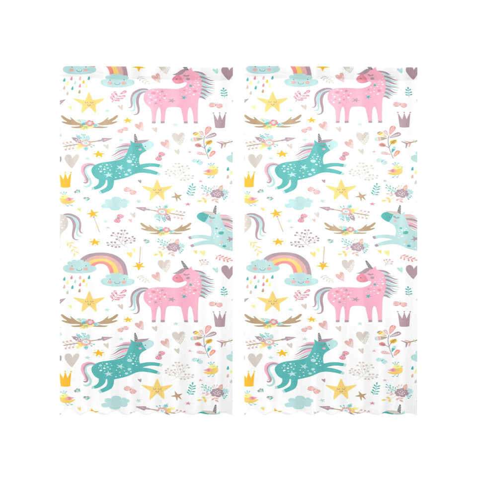 Colorful unicorn pattern Gauze Curtain