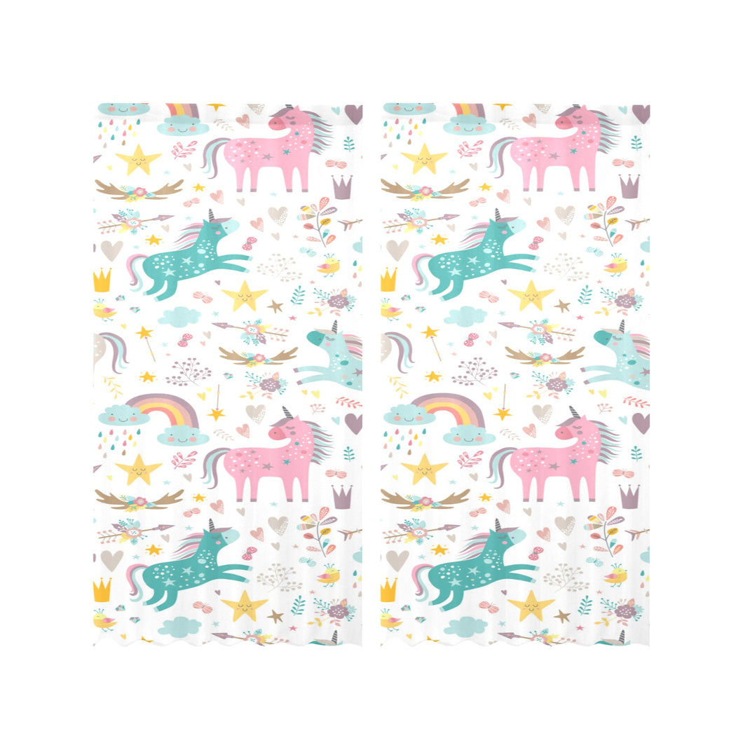 Colorful unicorn pattern Gauze Curtain