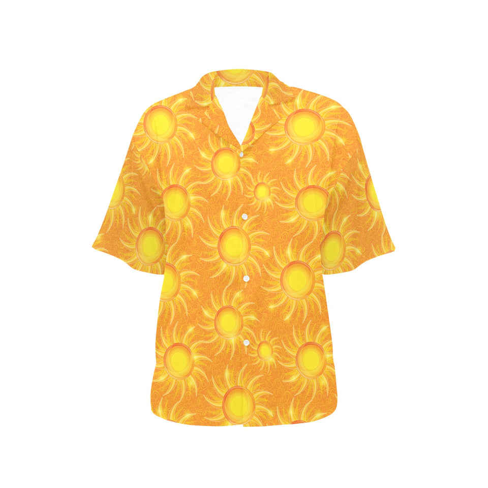 Sun orange background Women's All Over Print Hawaiian Shirt