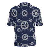 nautical steering wheel design pattern Men's All Over Print Polo Shirt