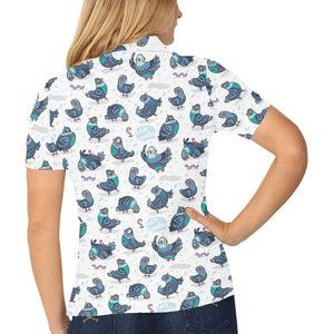 Pigeon Pattern Print Design 02 Women's All Over Print Polo Shirt