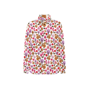 Squirrel Pattern Print Design 02 Women's Long Sleeve Polo Shirt