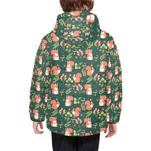 Squirrel Pattern Print Design 03 Kids' Boys' Girls' Padded Hooded Jacket