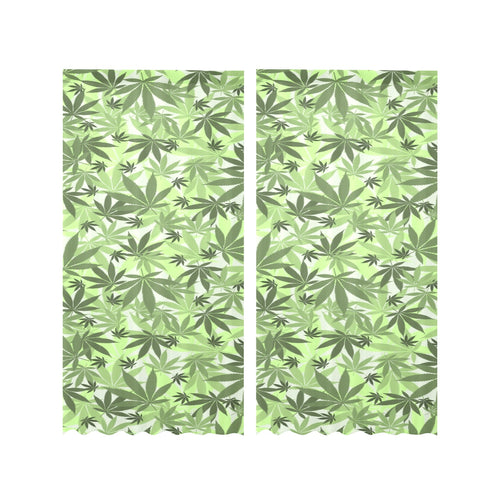 Canabis Marijuana Weed Pattern Print Design 01 Gauze Curtain