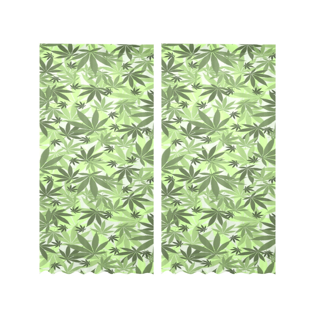 Canabis Marijuana Weed Pattern Print Design 01 Gauze Curtain
