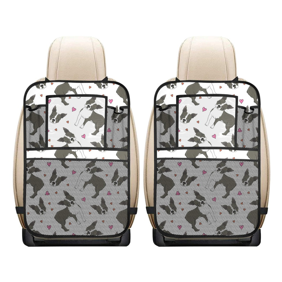 Boston terrier dog hearts vector pattern Car Seat Back Organizer