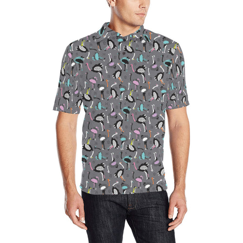 Ostrich Pattern Print Design 01 Men's All Over Print Polo Shirt
