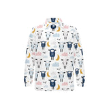 Cute sleeping sheep moon cloud pattern Men's Long Sleeve Polo Shirt