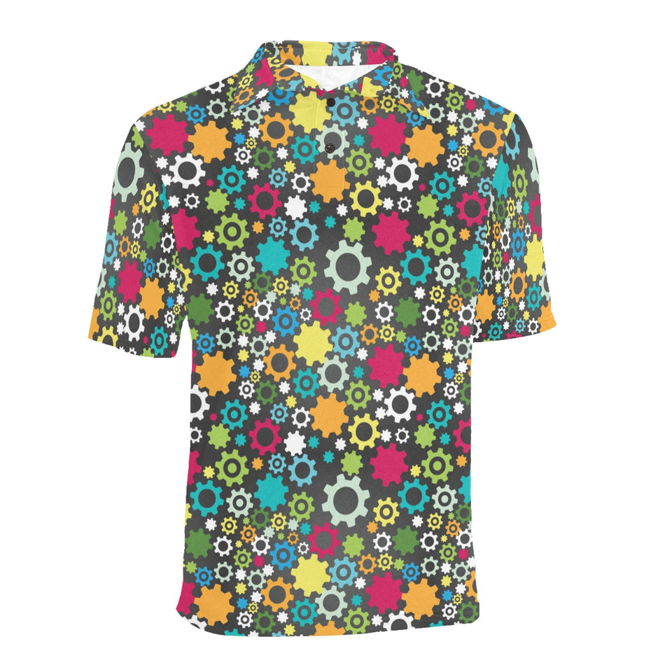 Gear Pattern Print Design 03 Men's All Over Print Polo Shirt