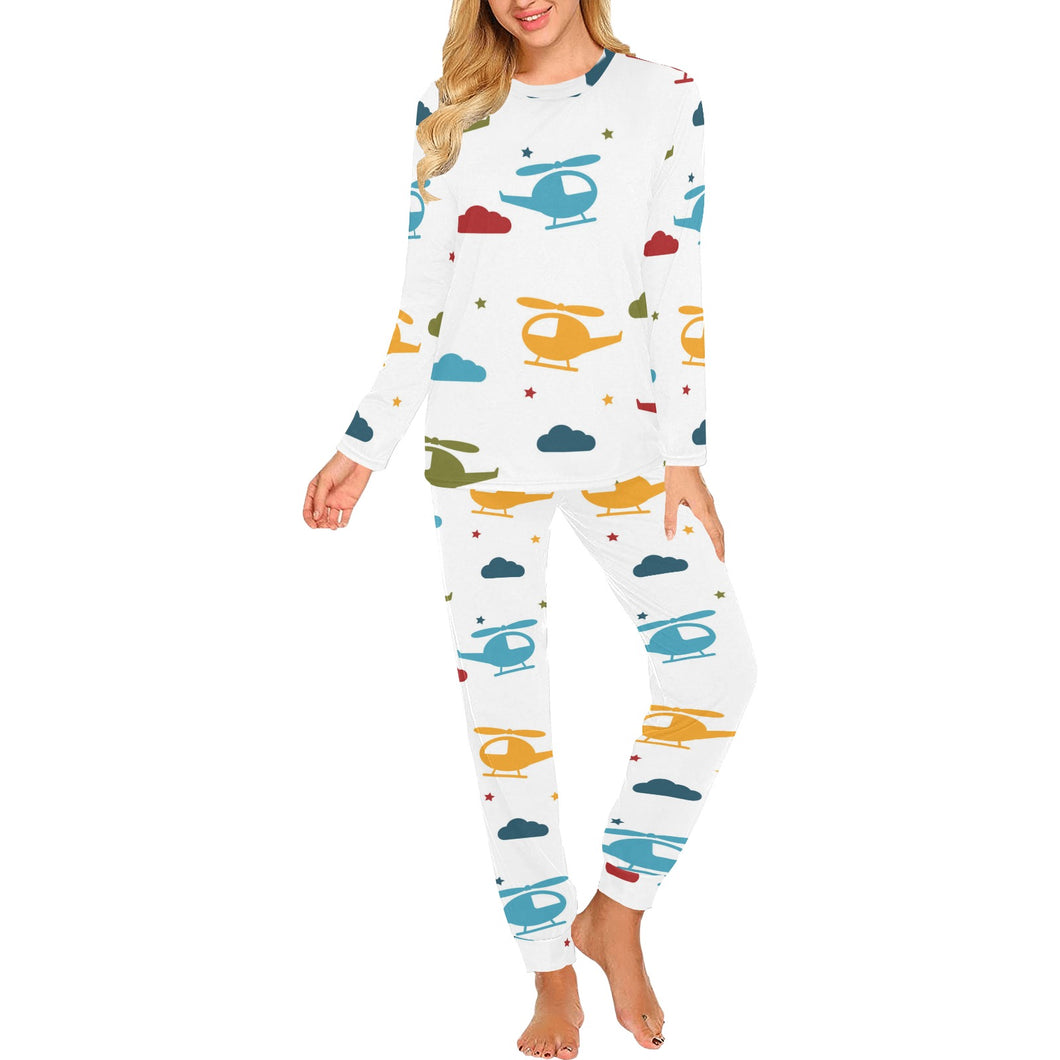 Colorful helicopter pattern Women's All Over Print Pajama Set
