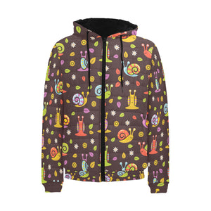 Snail Pattern Print Design 02 Men's Padded Hooded Jacket