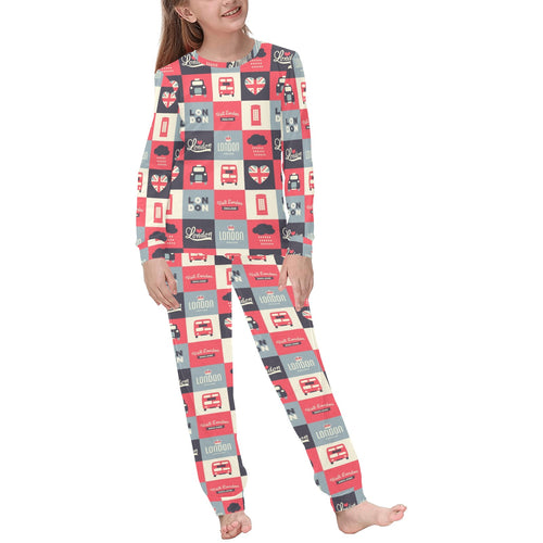British Pattern Print Design 05 Kids' Boys' Girls' All Over Print Pajama Set
