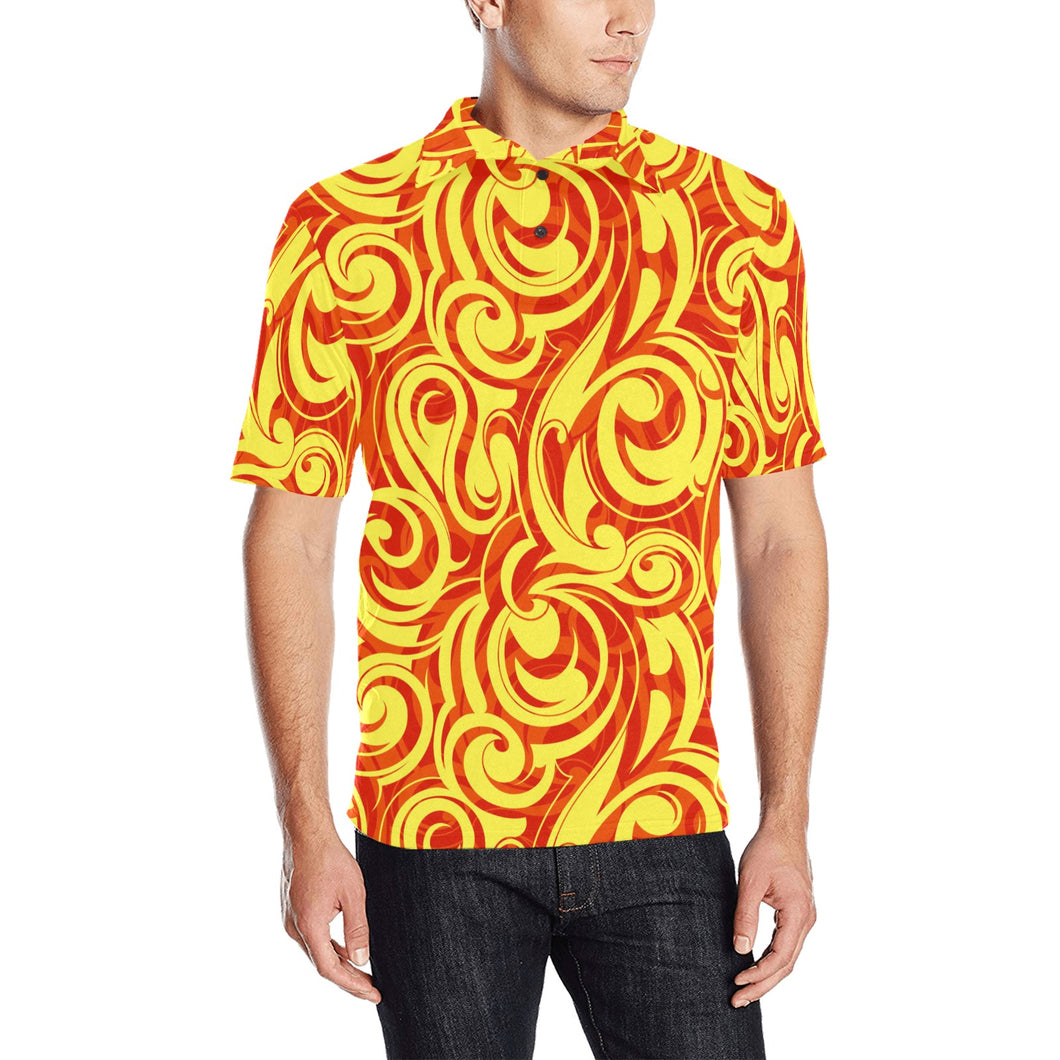 Fire flame design pattern Men's All Over Print Polo Shirt